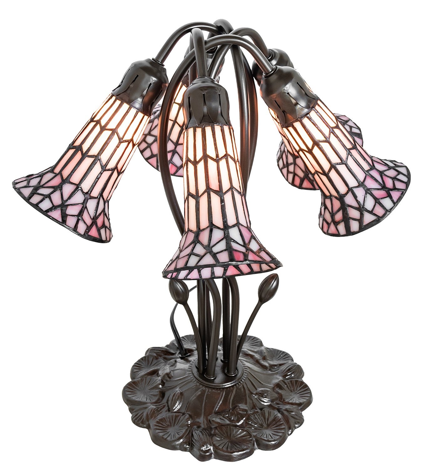 Meyda Tiffany - 262231 - Five Light Table Lamp - Stained Glass Pond Lily - Mahogany Bronze