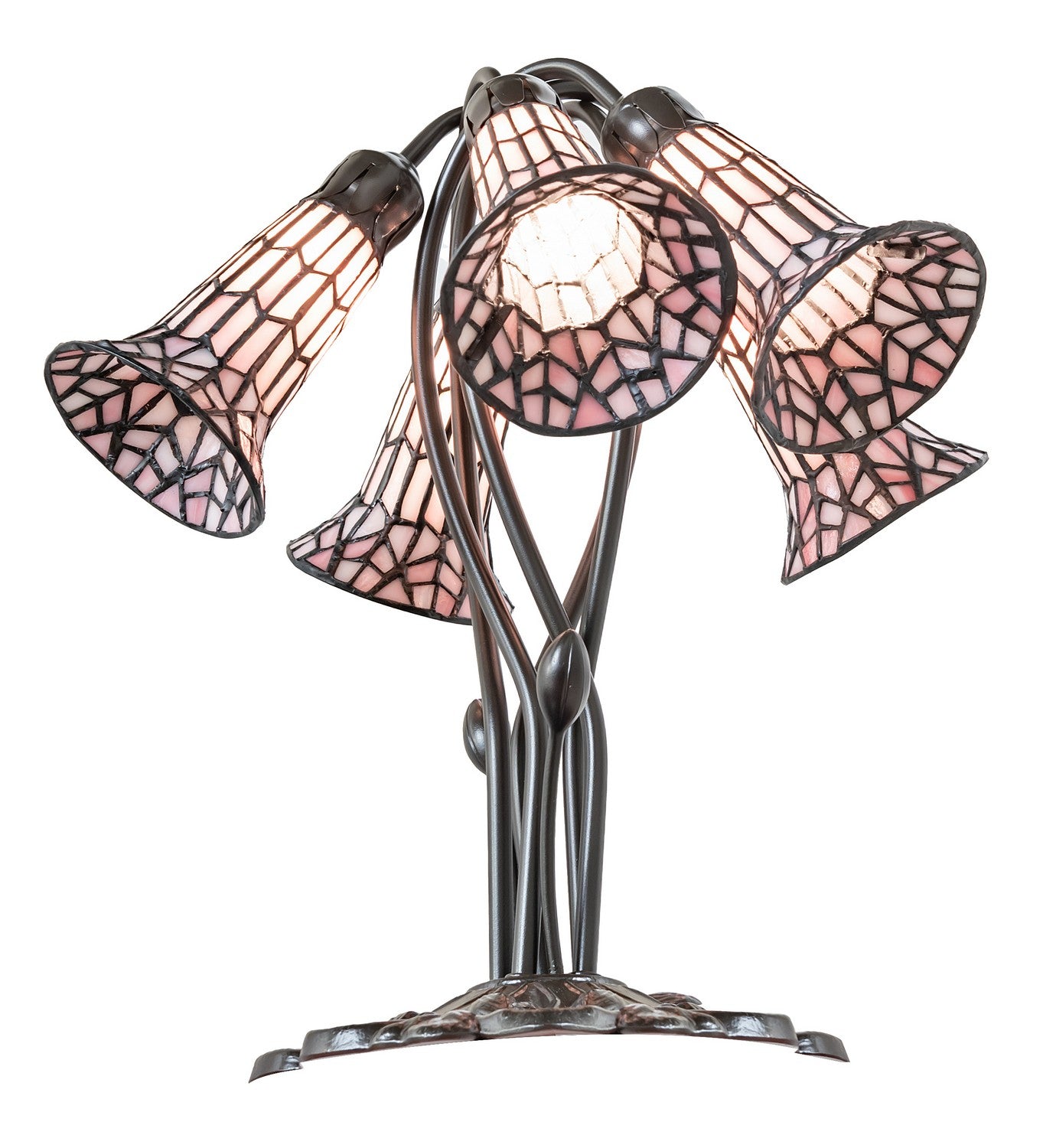 Meyda Tiffany - 262231 - Five Light Table Lamp - Stained Glass Pond Lily - Mahogany Bronze