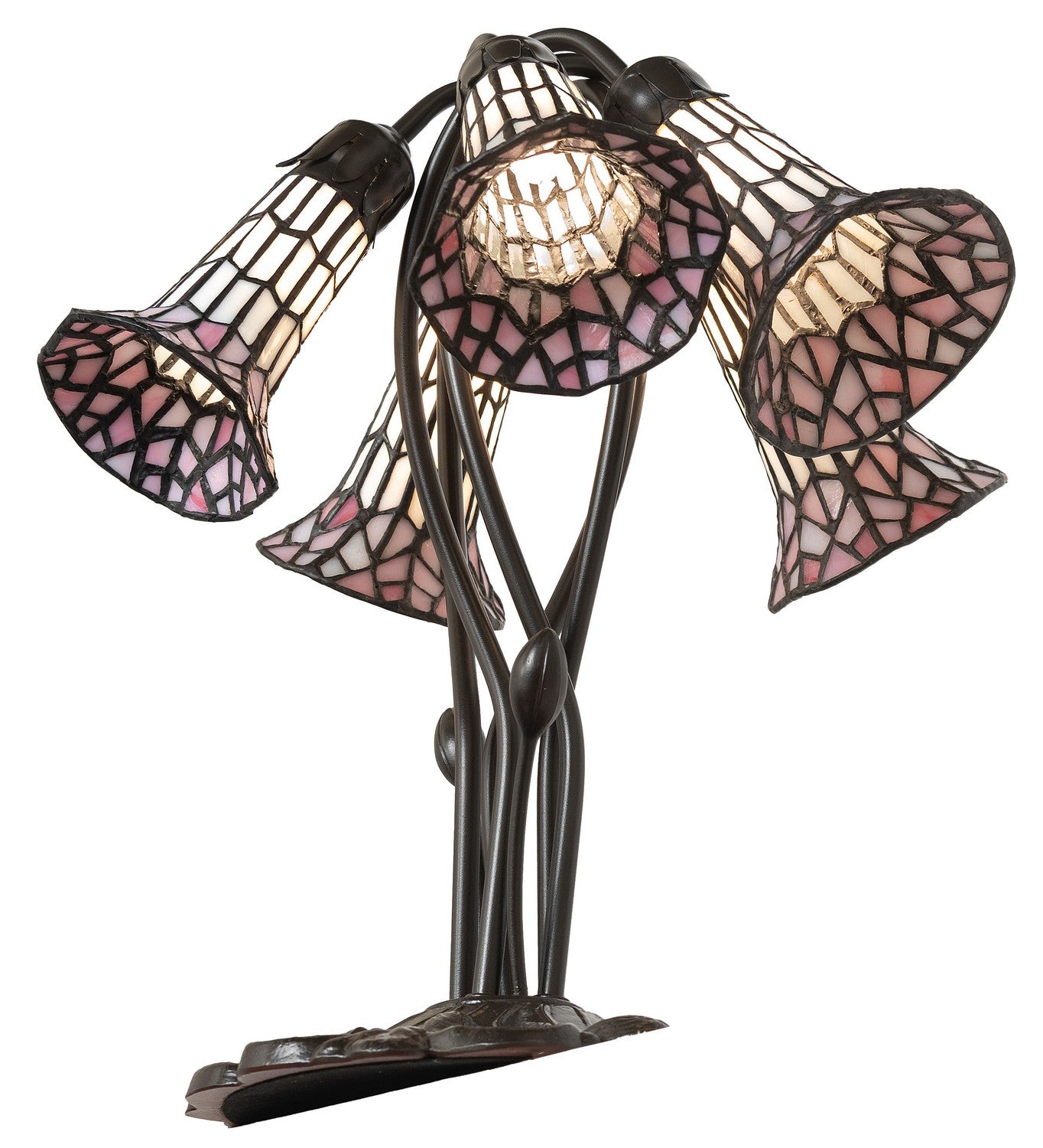 Meyda Tiffany - 262232 - Five Light Table Lamp - Stained Glass Pond Lily - Mahogany Bronze