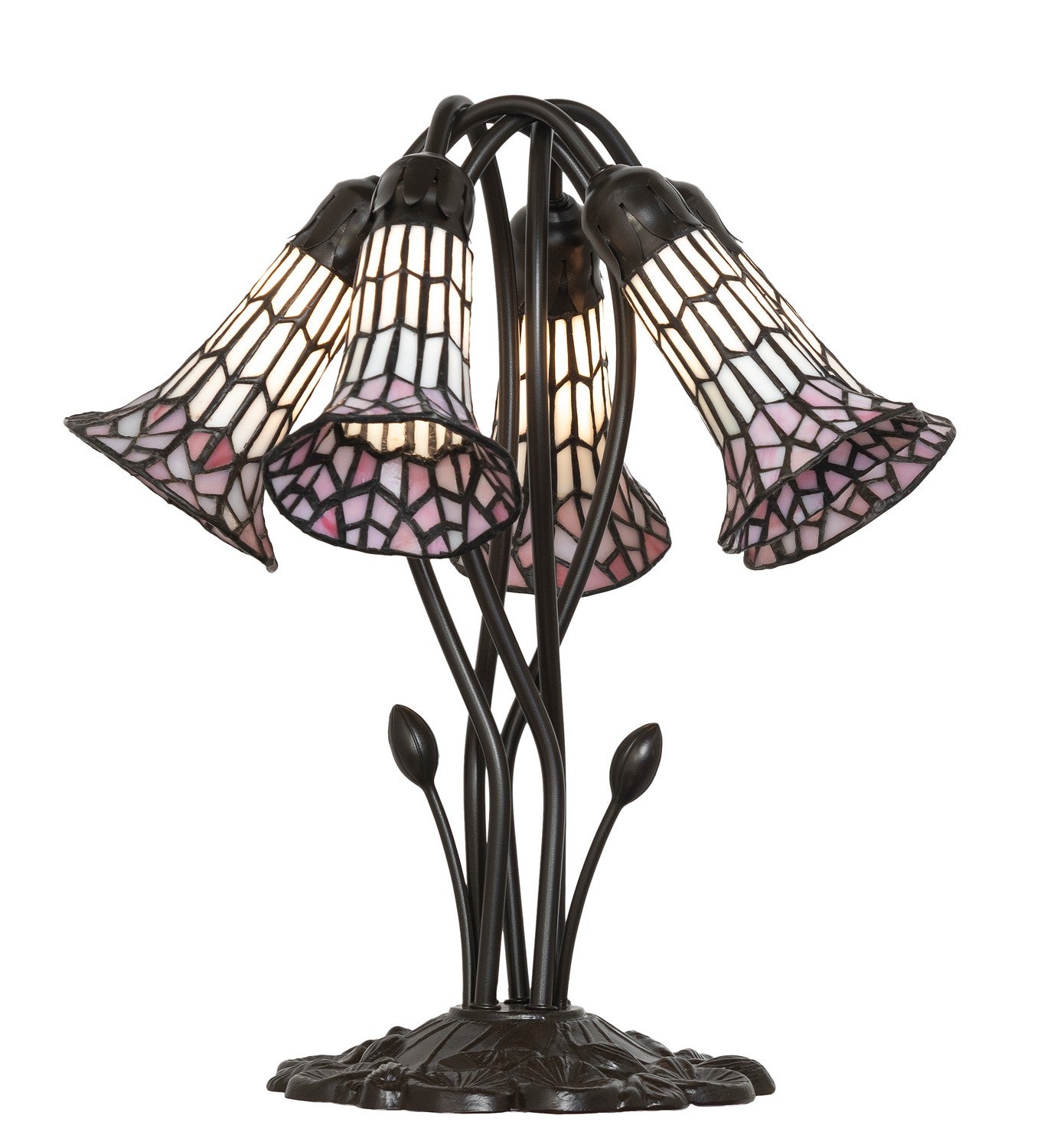 Meyda Tiffany - 262232 - Five Light Table Lamp - Stained Glass Pond Lily - Mahogany Bronze