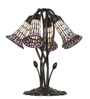 Meyda Tiffany - 262232 - Five Light Table Lamp - Stained Glass Pond Lily - Mahogany Bronze