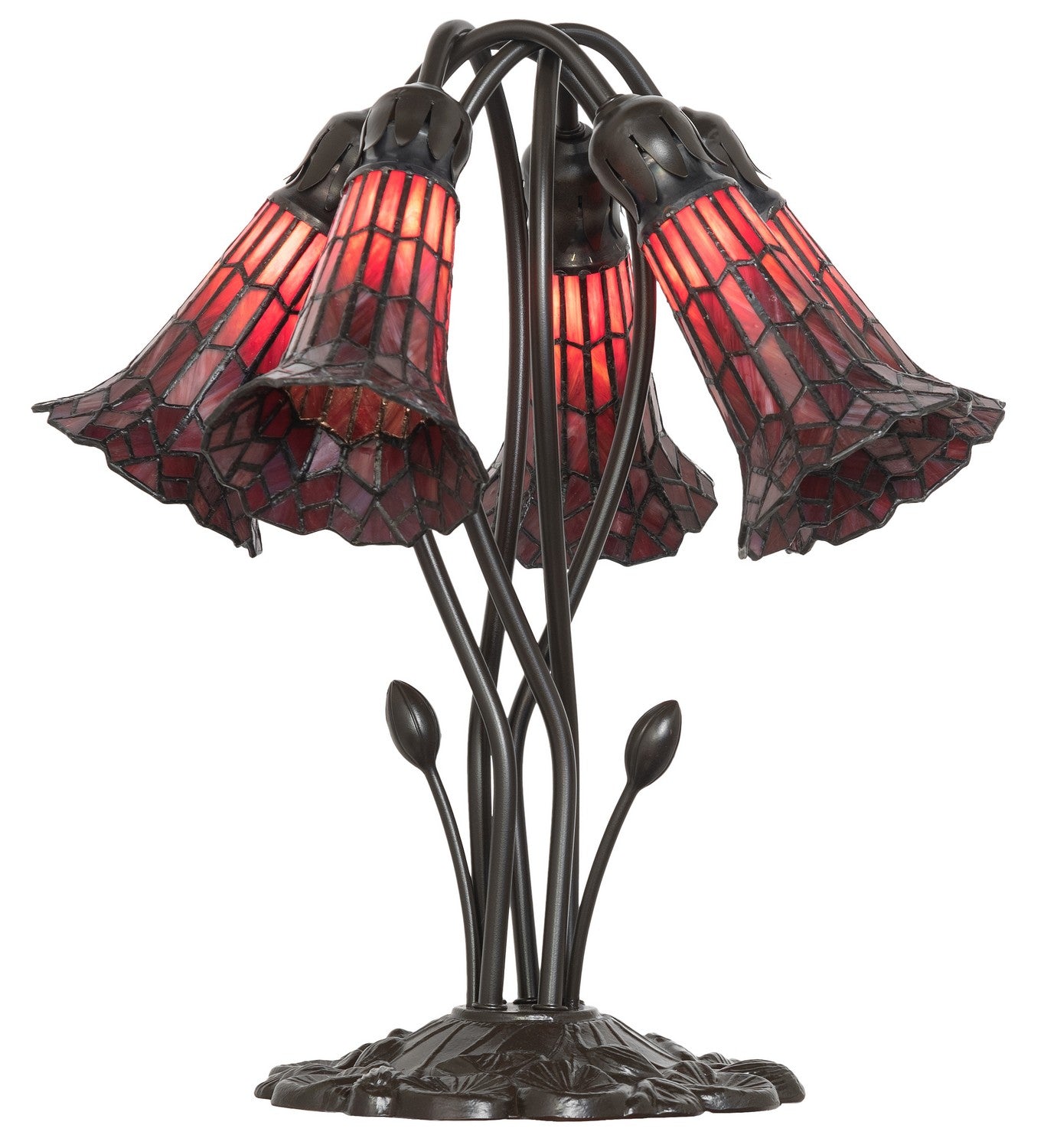 Meyda Tiffany - 262233 - Five Light Table Lamp - Stained Glass Pond Lily - Mahogany Bronze