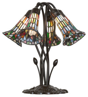 Meyda Tiffany - 262234 - Five Light Table Lamp - Stained Glass Pond Lily - Mahogany Bronze