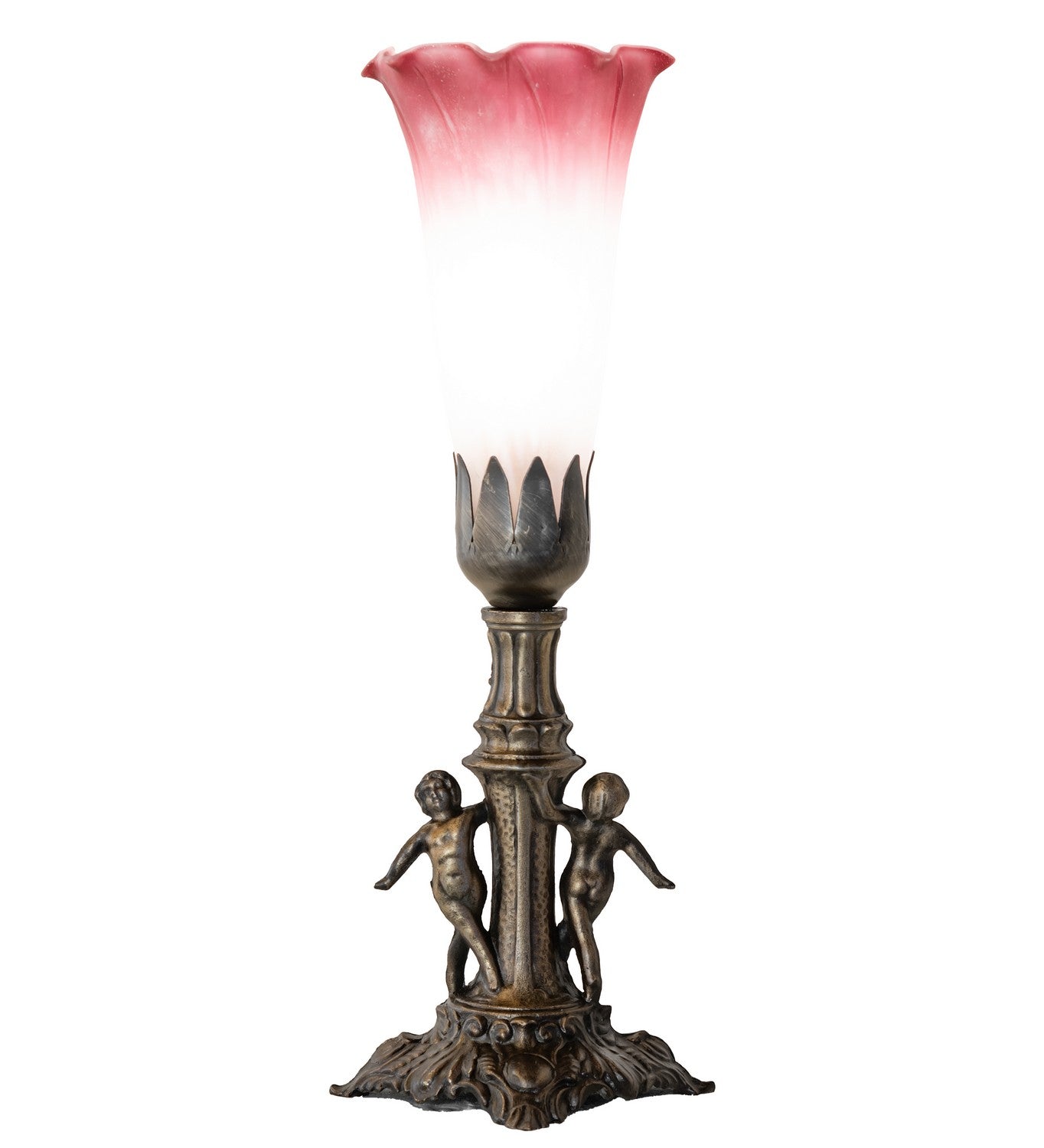 Meyda Tiffany - 262934 - One Light Mini Lamp - Pink/White - Antique Brass