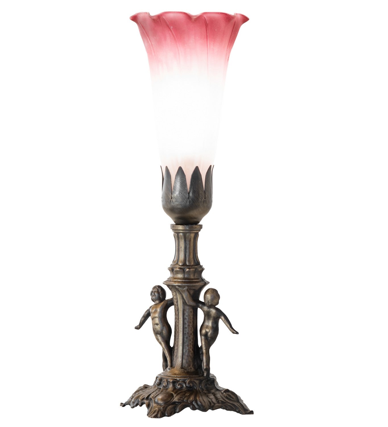 Meyda Tiffany - 262934 - One Light Mini Lamp - Pink/White - Antique Brass