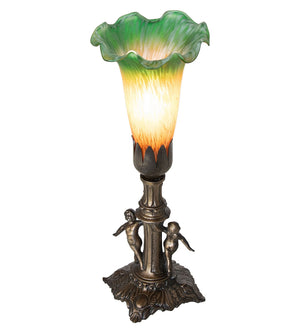 Meyda Tiffany - 262935 - One Light Mini Lamp - Amber/Green - Antique Brass