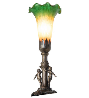 Meyda Tiffany - 262935 - One Light Mini Lamp - Amber/Green - Antique Brass