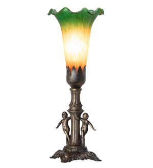 Meyda Tiffany - 262935 - One Light Mini Lamp - Amber/Green - Antique Brass