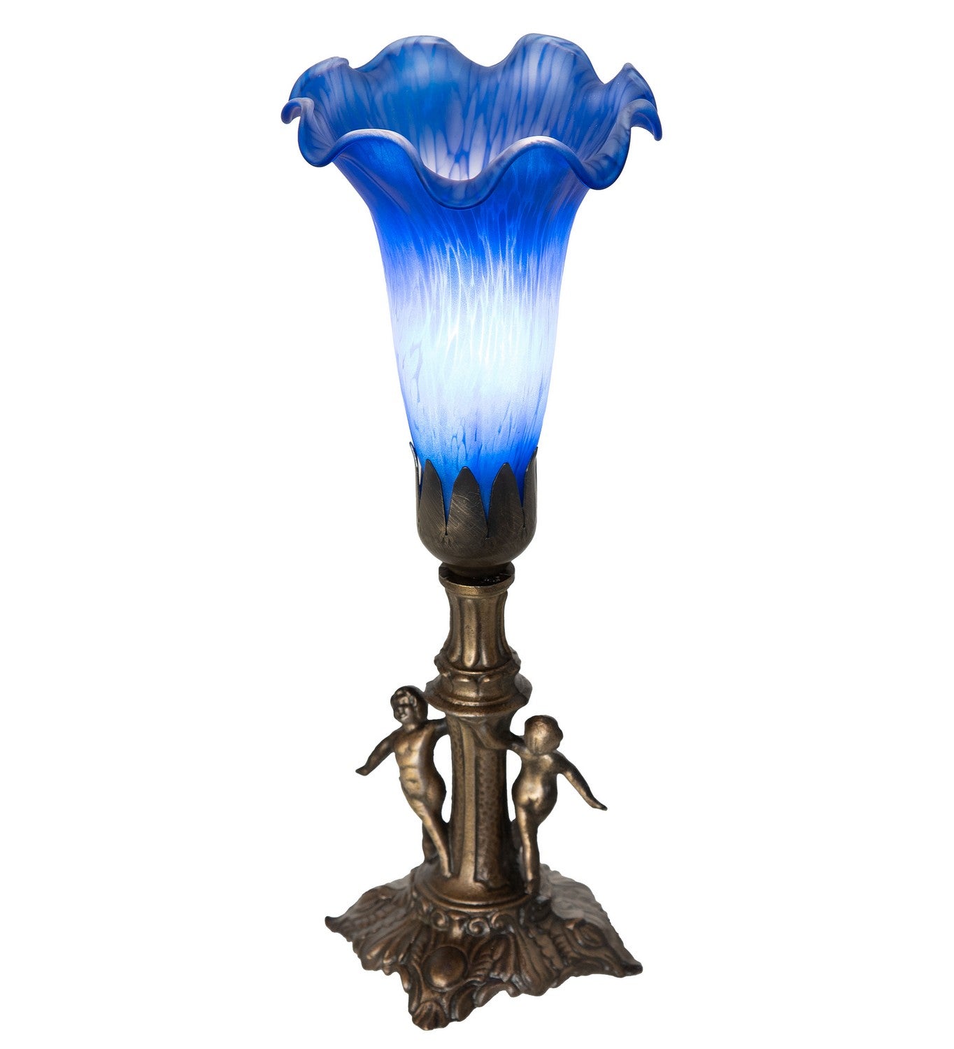 Meyda Tiffany - 262936 - One Light Mini Lamp - Blue - Antique Brass