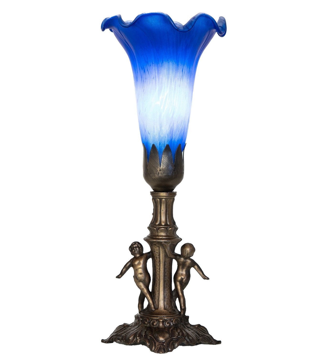 Meyda Tiffany - 262936 - One Light Mini Lamp - Blue - Antique Brass