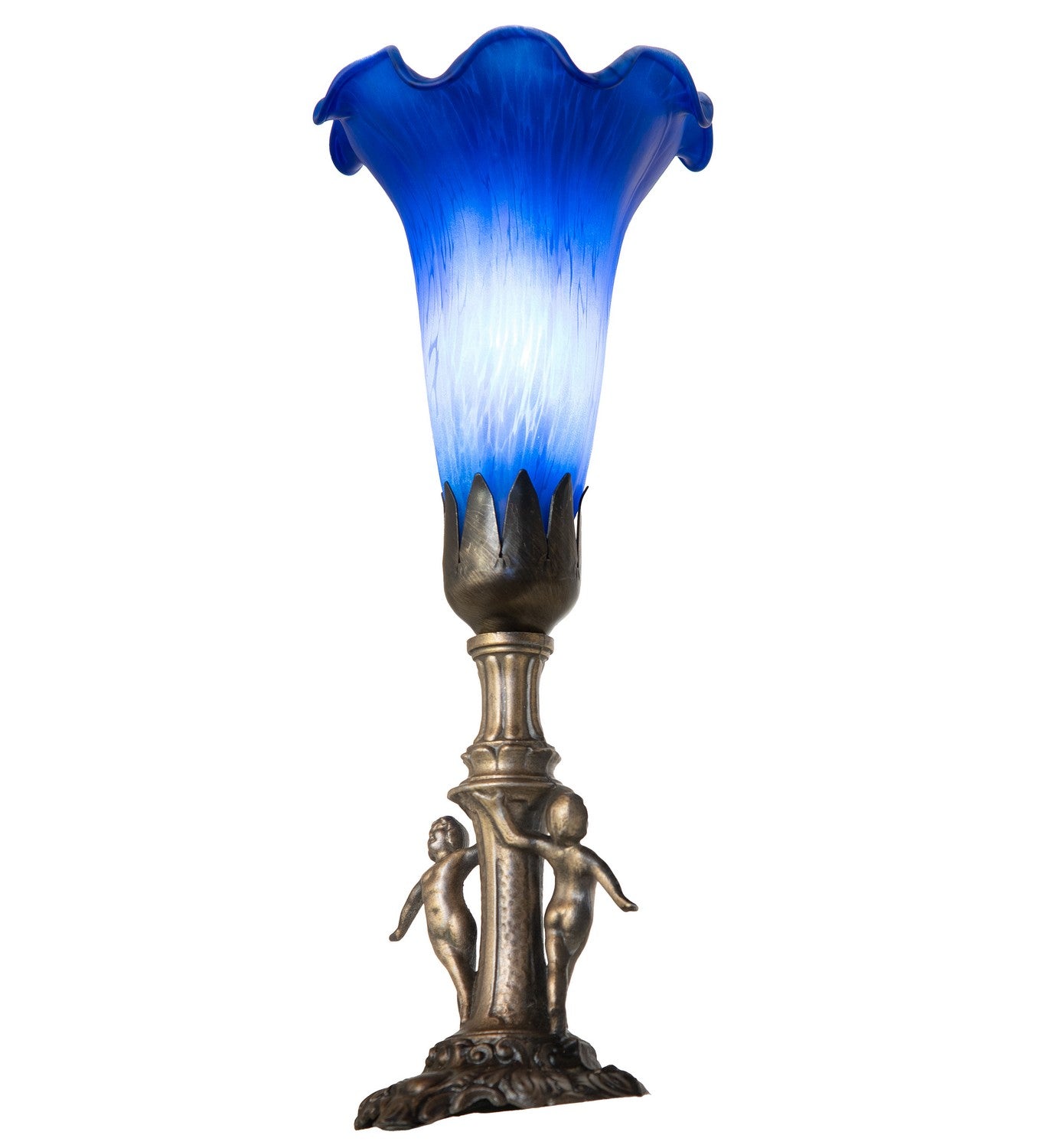 Meyda Tiffany - 262936 - One Light Mini Lamp - Blue - Antique Brass