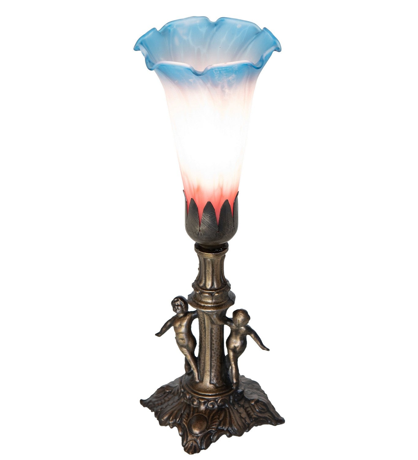 Meyda Tiffany - 262939 - One Light Mini Lamp - Pink/Blue - Antique Brass