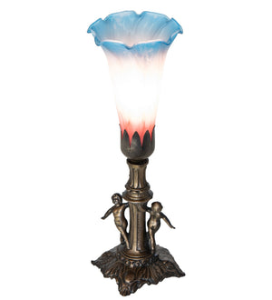 Meyda Tiffany - 262939 - One Light Mini Lamp - Pink/Blue - Antique Brass