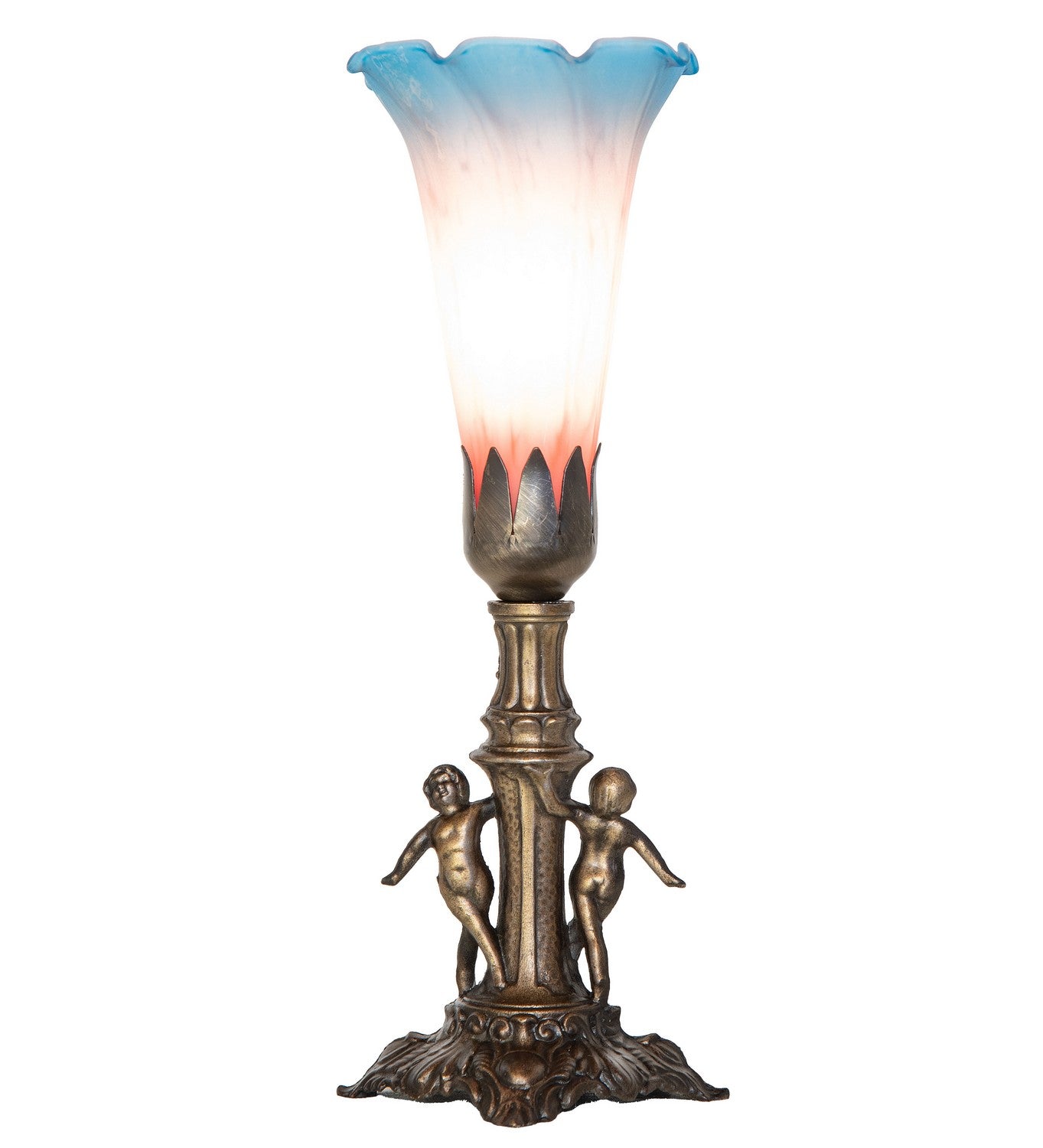 Meyda Tiffany - 262939 - One Light Mini Lamp - Pink/Blue - Antique Brass