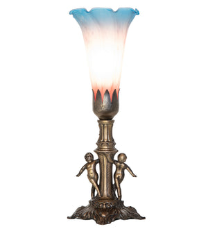 Meyda Tiffany - 262939 - One Light Mini Lamp - Pink/Blue - Antique Brass