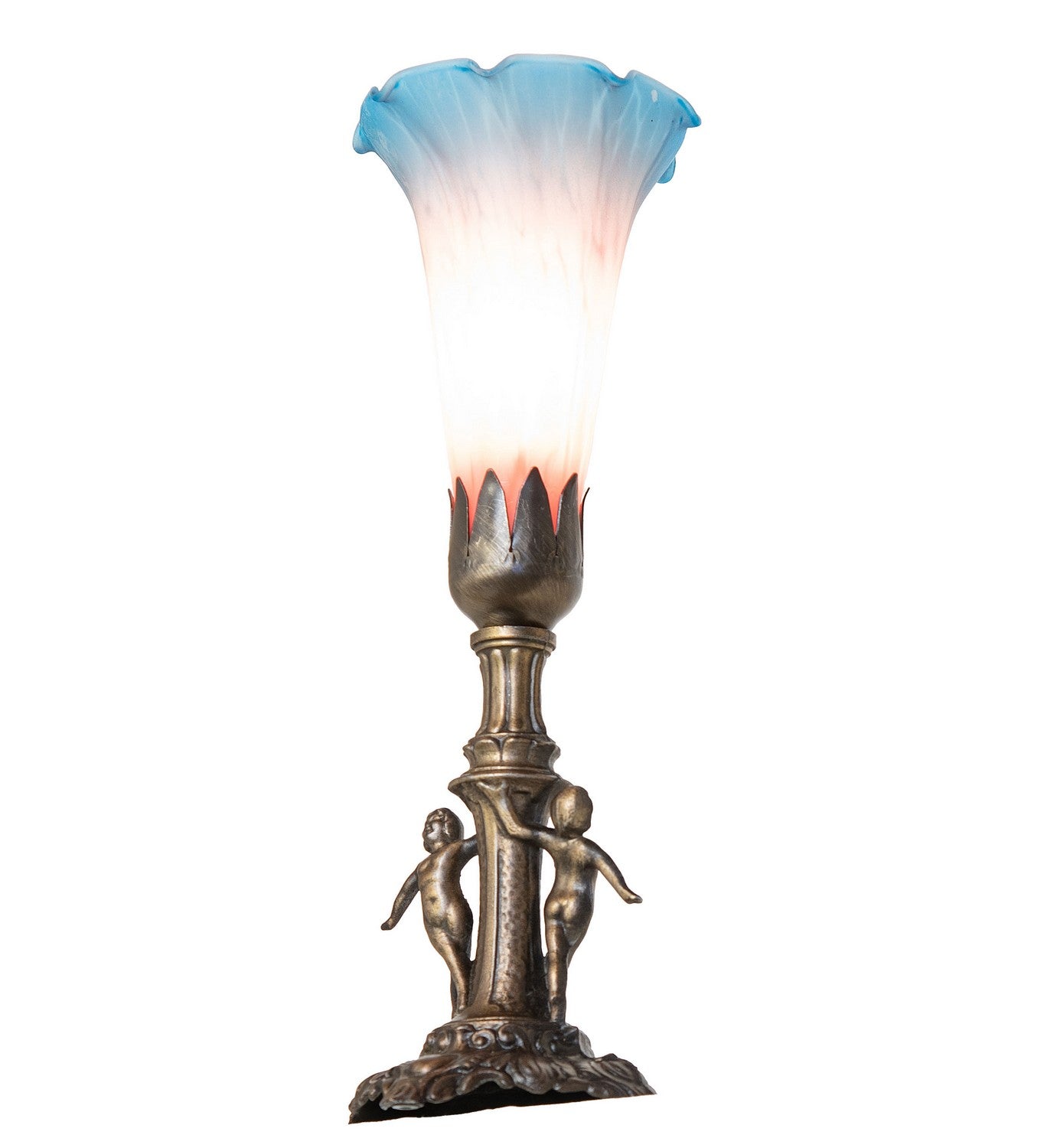 Meyda Tiffany - 262939 - One Light Mini Lamp - Pink/Blue - Antique Brass