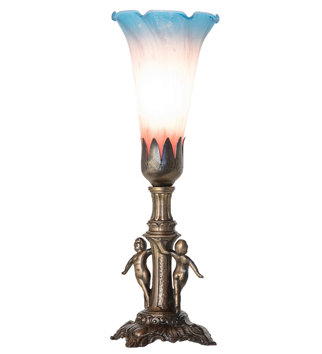 Meyda Tiffany - 262939 - One Light Mini Lamp - Pink/Blue - Antique Brass