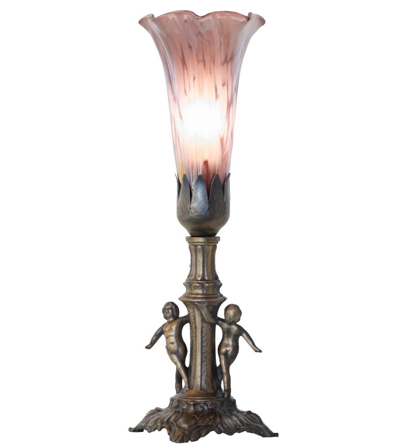 Meyda Tiffany - 262940 - One Light Mini Lamp - Purple Iridescent - Antique Brass