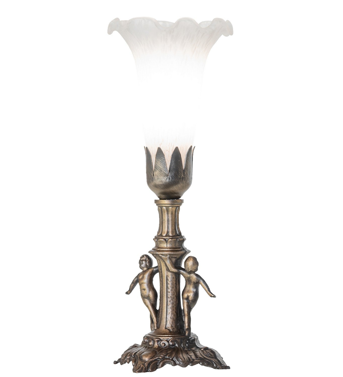 Meyda Tiffany - 262942 - One Light Mini Lamp - White - Antique Brass