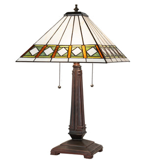 Meyda Tiffany - 268327 - Two Light Table Lamp - Diamond Band Mission - Mahogany Bronze