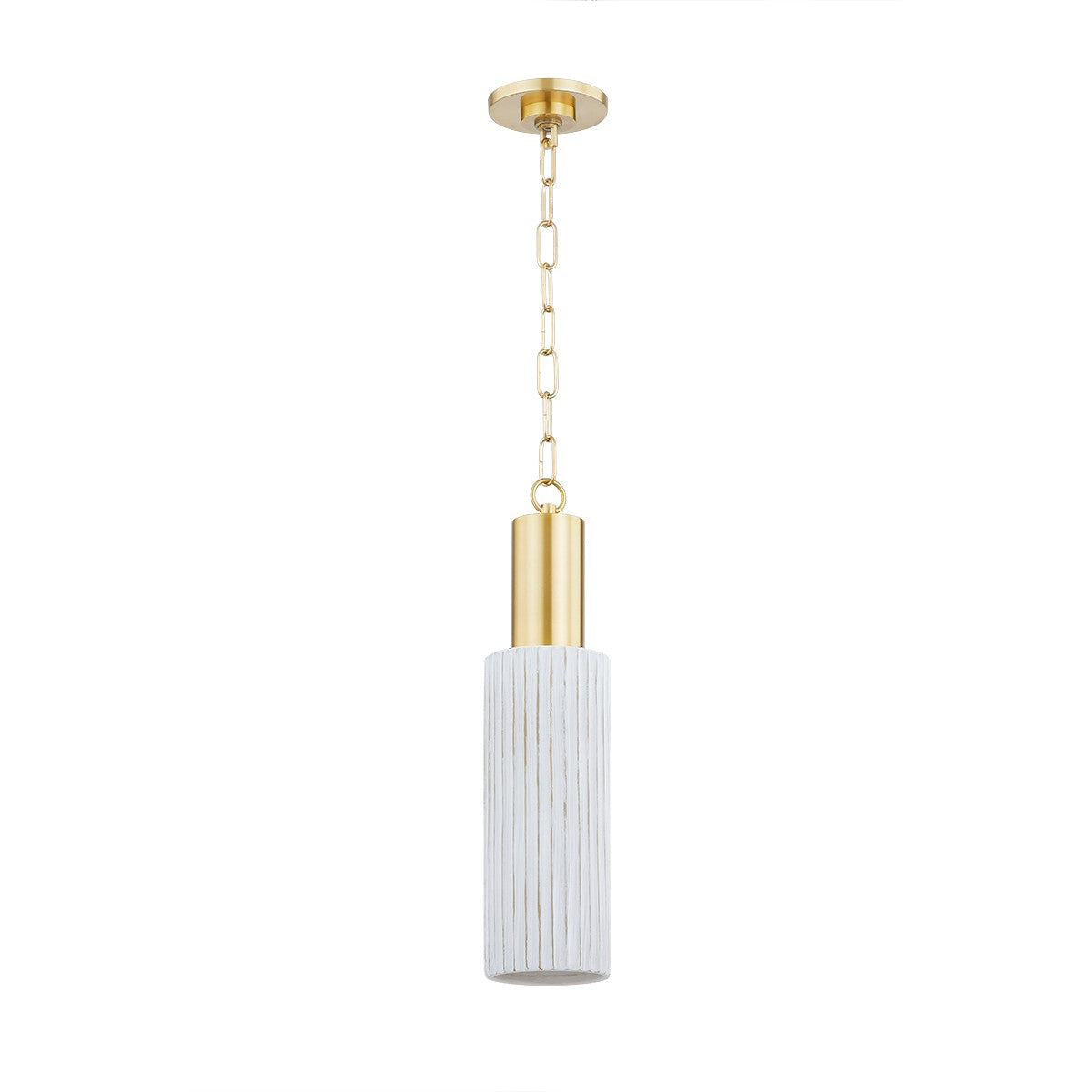 Mitzi - H830701-AGB/CWB - One Light Pendant - Corissa - Aged Brass/ Ceramic Whitewash Bisque