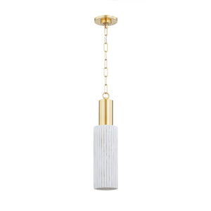 Mitzi - H830701-AGB/CWB - One Light Pendant - Corissa - Aged Brass/ Ceramic Whitewash Bisque