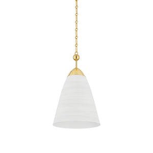 Hudson Valley - BKO1500-AGB/WP - One Light Pendant - Bronson - Aged Brass/White Plaster