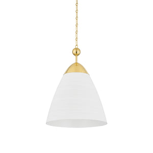 Hudson Valley - BKO1501-AGB/WP - One Light Pendant - Bronson - Aged Brass/White Plaster