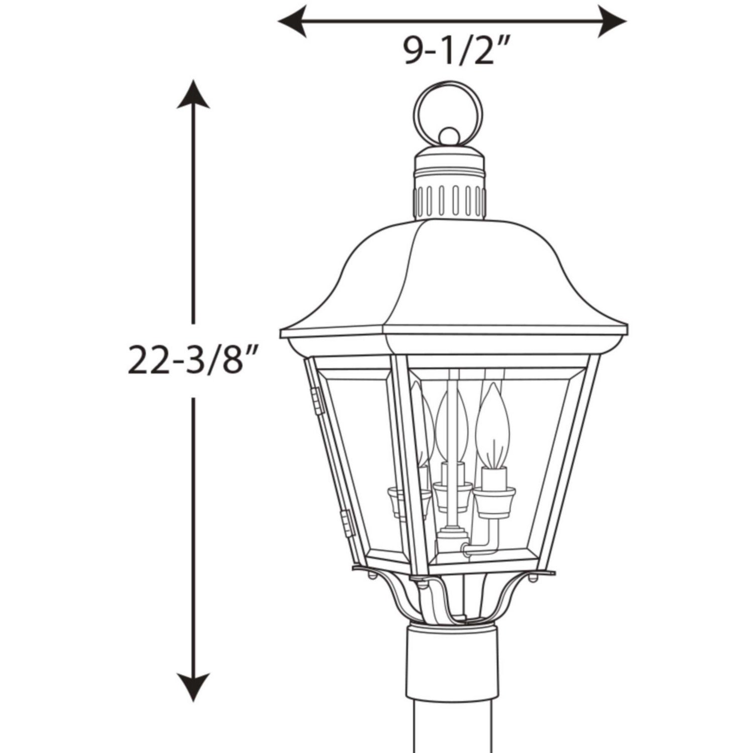 Progress Lighting - P5487-20 - Three Light Post Lantern - Andover - Antique Bronze