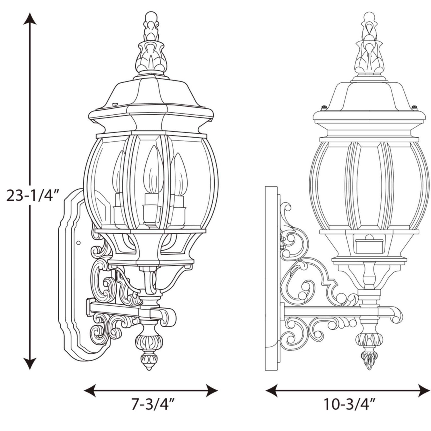 Progress Lighting - P5700-31 - Three Light Large Wall Lantern - Onion Lantern - Textured Black