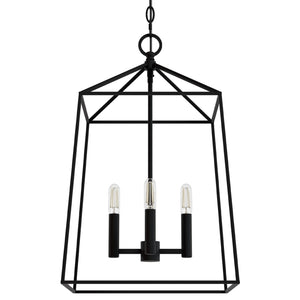 Hunter - 13095 - Four Light Pendant - Fair Oaks - Matte Black