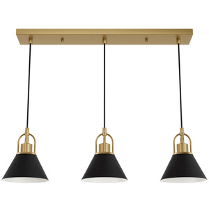 Hunter - 13174 - Three Light Pendant - Carrington Isle - Luxe Gold