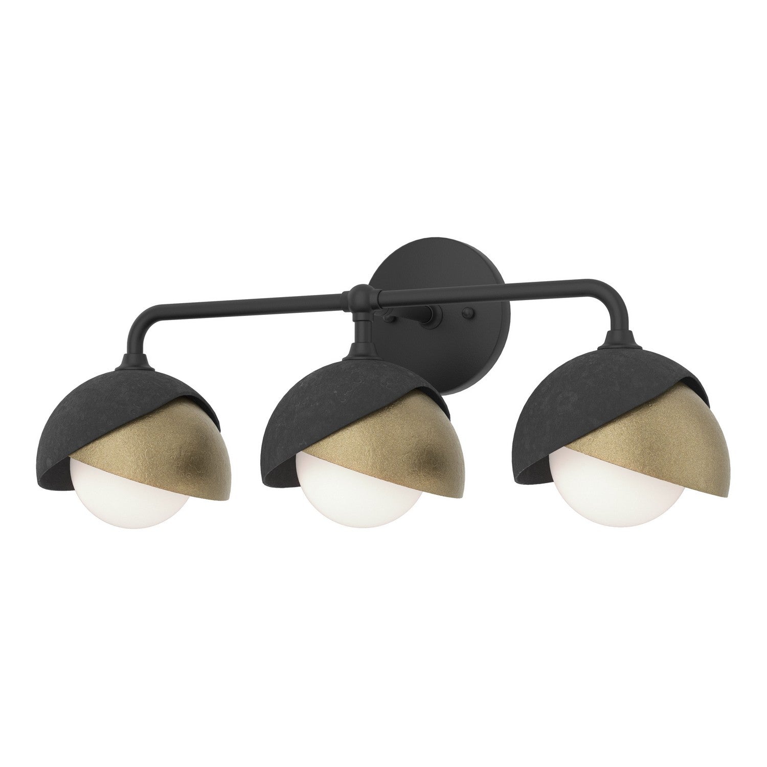 Hubbardton Forge - 201375-SKT-10-84-GG0711 - Brooklyn 3-Light Double Shade Bath Sconce - Brooklyn - Black