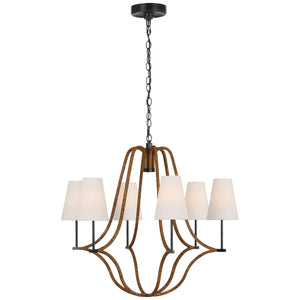 Visual Comfort Signature - CHC 5581BZ/NRT-L - LED Chandelier - Biscayne - Bronze and Natural Rattan