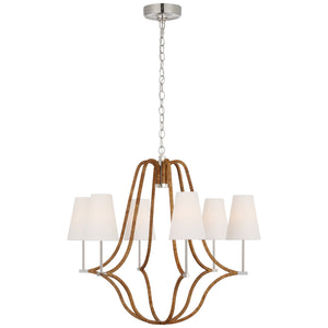 Visual Comfort Signature - CHC 5581PN/NRT-L - LED Chandelier - Biscayne - Polished Nickel and Natural Rattan
