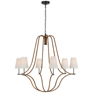 Visual Comfort Signature - CHC 5583BZ/NRT-L - LED Chandelier - Biscayne - Bronze and Natural Rattan