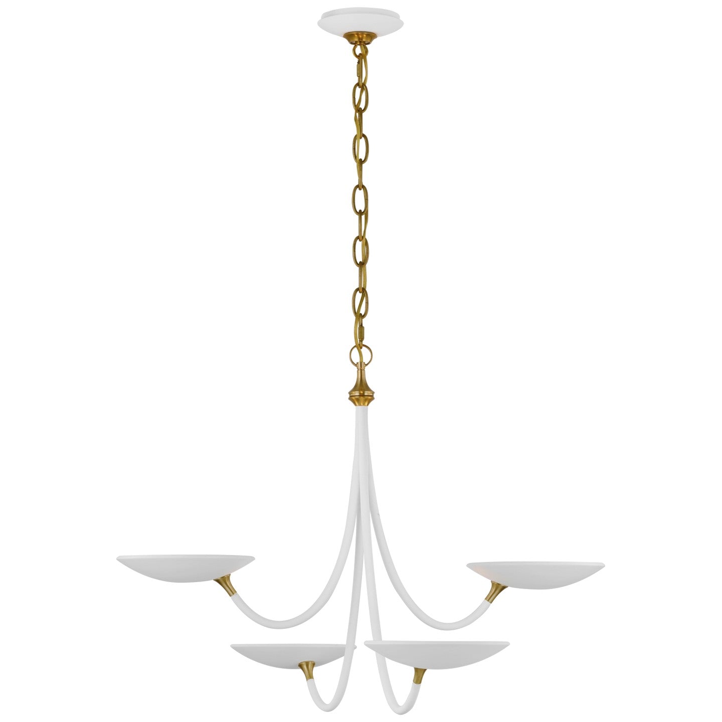 Visual Comfort Signature - TOB 5780WHT/HAB - LED Chandelier - Keira - Matte White and Hand-Rubbed Antique Brass