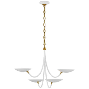 Visual Comfort Signature - TOB 5780WHT/HAB - LED Chandelier - Keira - Matte White and Hand-Rubbed Antique Brass