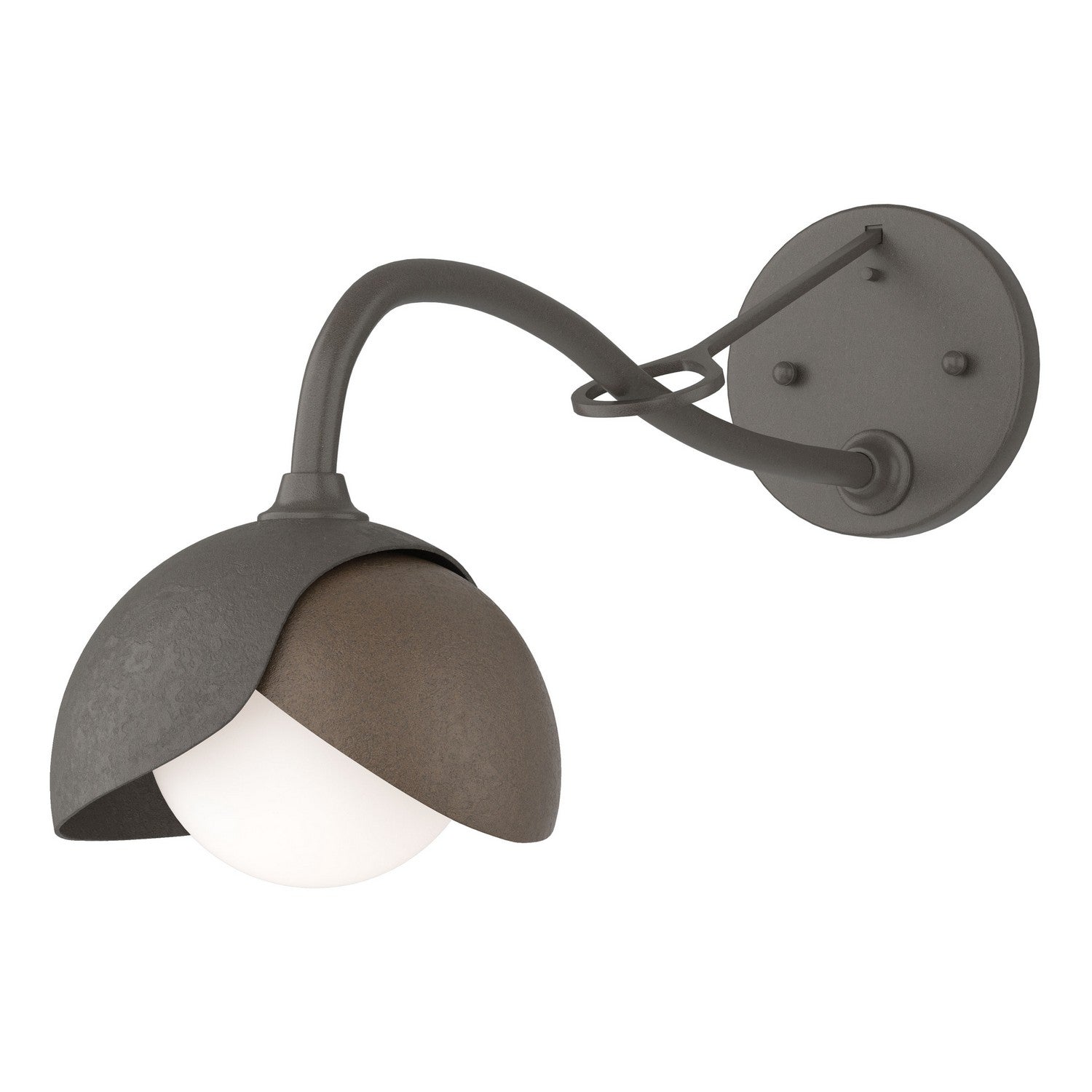 Hubbardton Forge - 201377-SKT-07-05-GG0711 - Brooklyn 1-Light Double Shade Long-Arm Sconce - Brooklyn - Dark Smoke