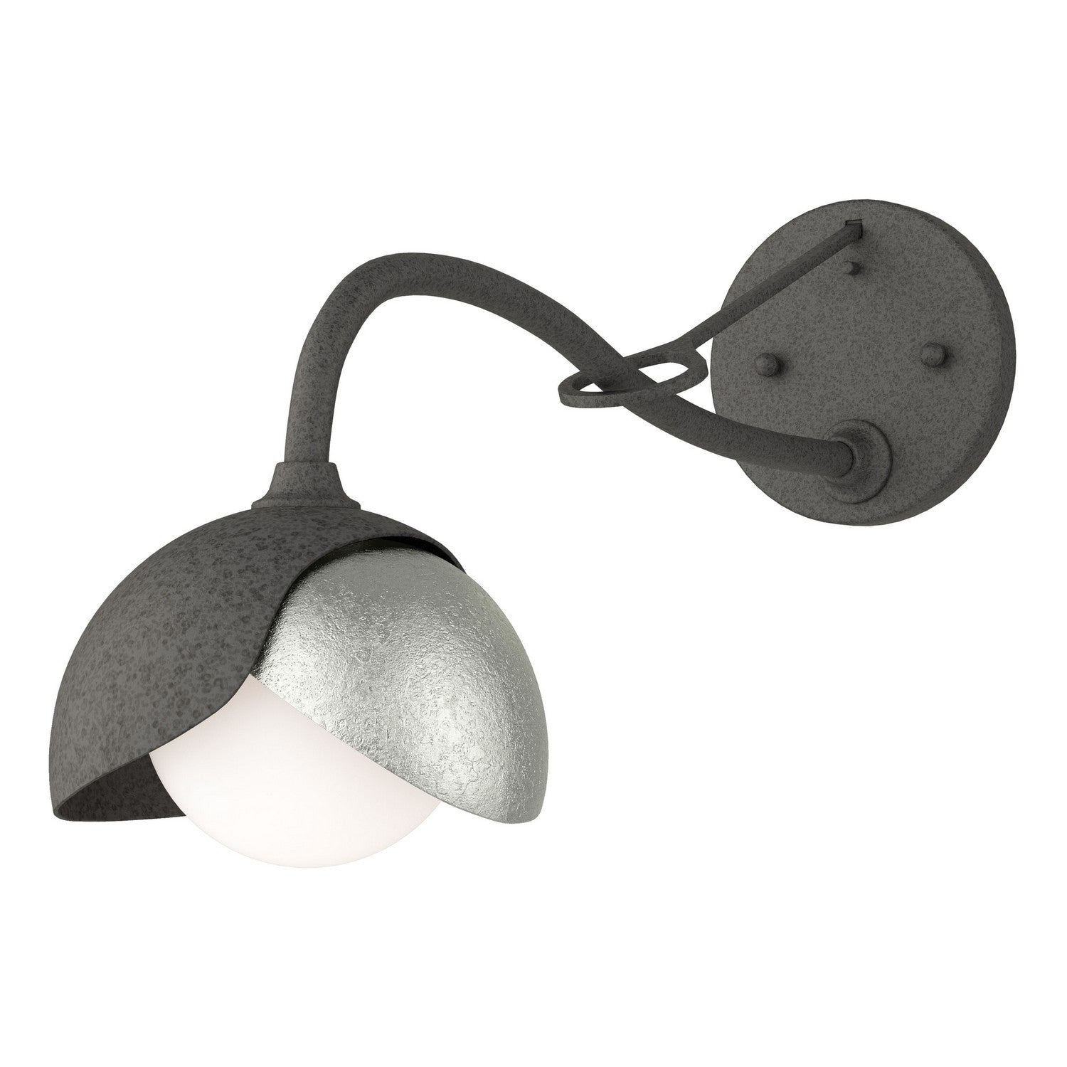 Hubbardton Forge - 201377-SKT-20-85-GG0711 - Brooklyn 1-Light Double Shade Long-Arm Sconce - Brooklyn - Natural Iron