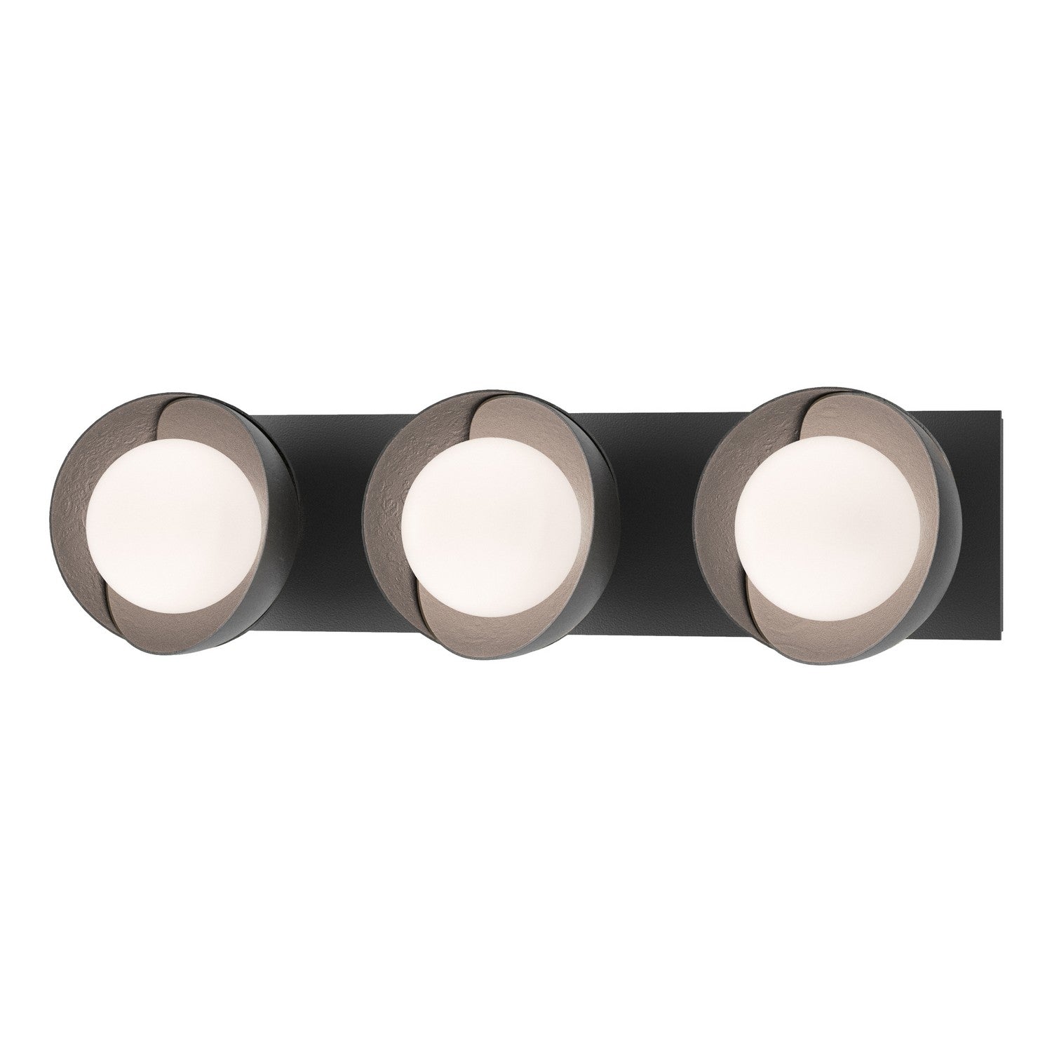 Hubbardton Forge - 201378-SKT-10-10-GG0711 - Brooklyn 3-Light Straight Double Shade Bath Sconce - Brooklyn - Black