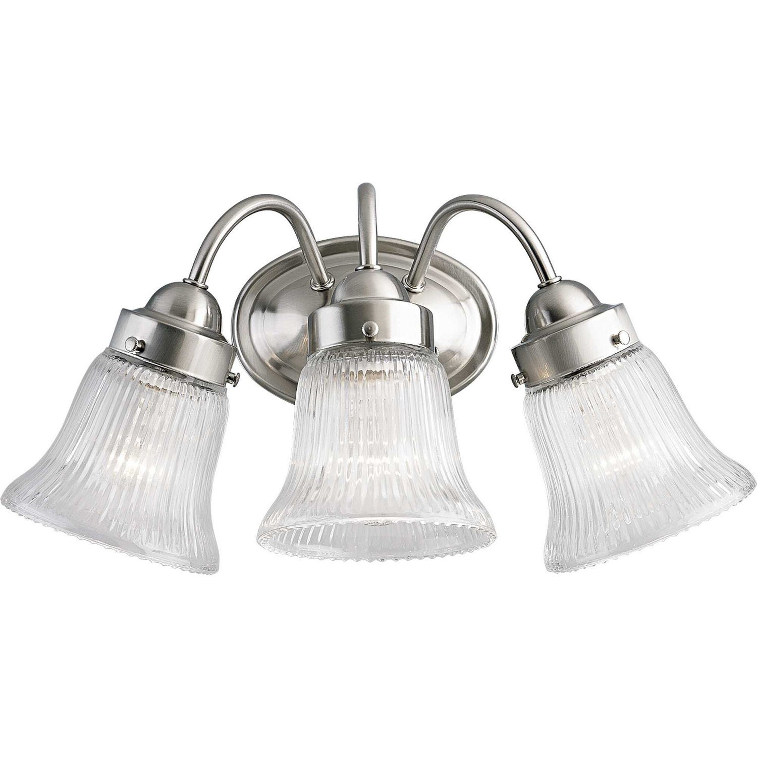 Progress Lighting - P3289-09 - Three Light Bath Bracket - Fluted Glass-Clear - Brushed Nickel