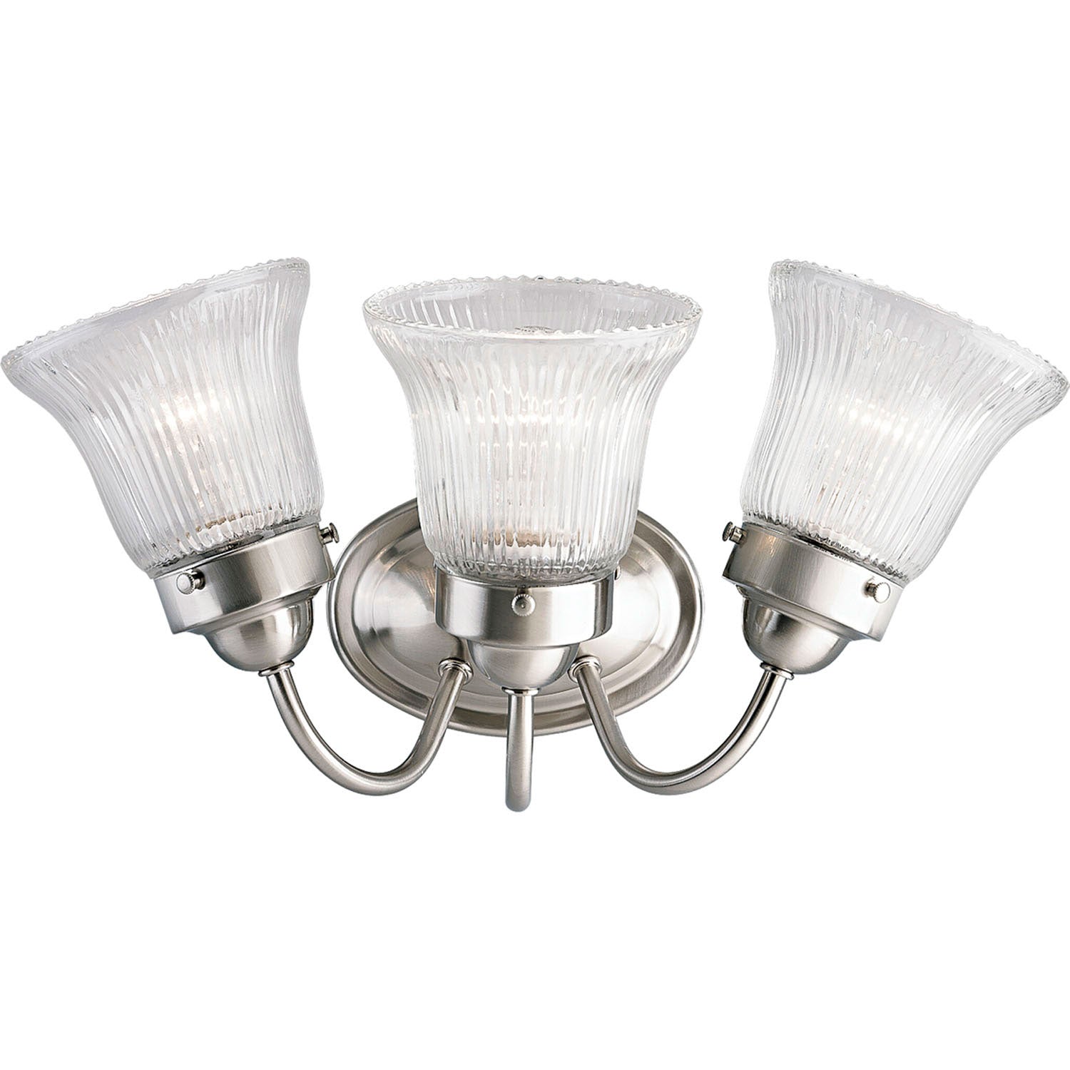 Progress Lighting - P3289-09 - Three Light Bath Bracket - Fluted Glass-Clear - Brushed Nickel