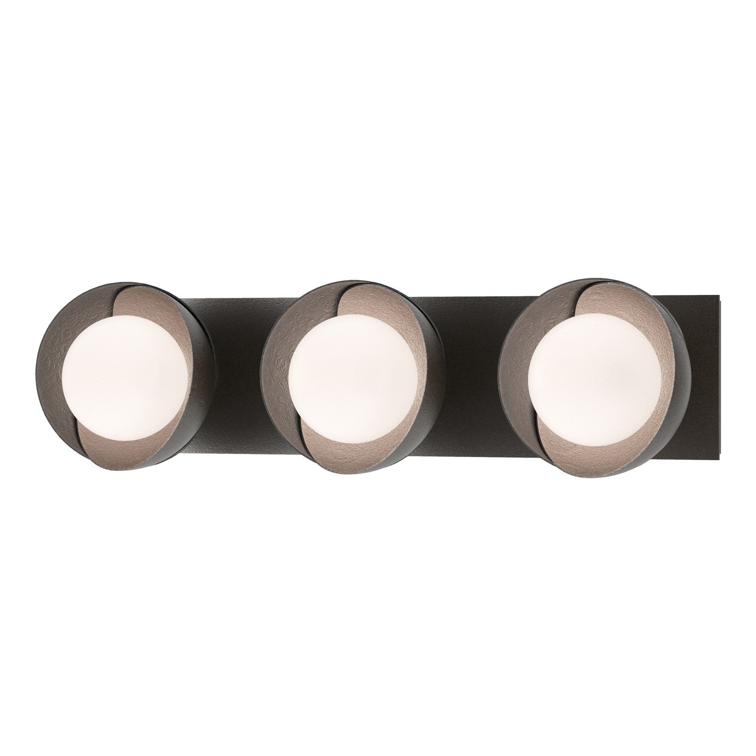 Hubbardton Forge - 201378-SKT-14-10-GG0711 - Brooklyn 3-Light Straight Double Shade Bath Sconce - Brooklyn - Oil Rubbed Bronze