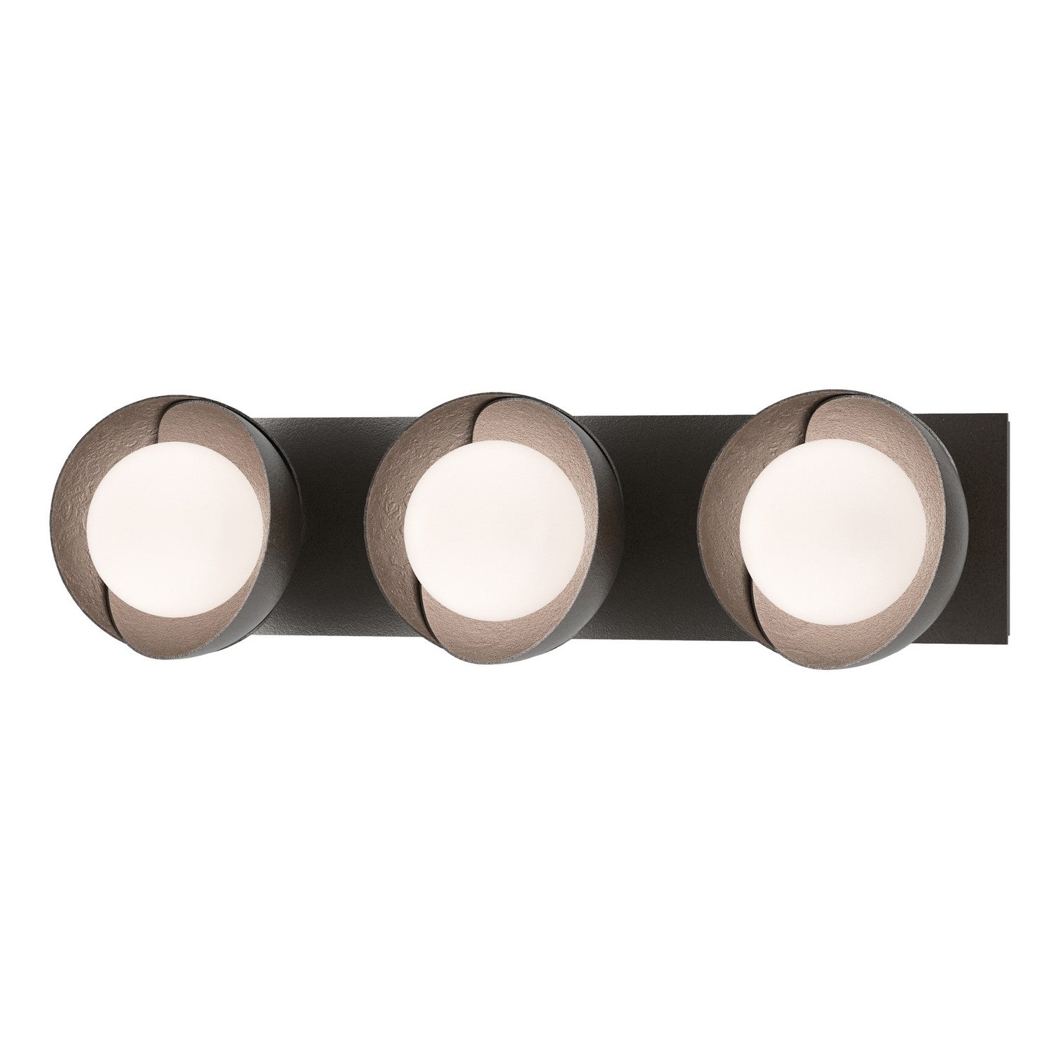 Hubbardton Forge - 201378-SKT-14-14-GG0711 - Brooklyn 3-Light Straight Double Shade Bath Sconce - Brooklyn - Oil Rubbed Bronze