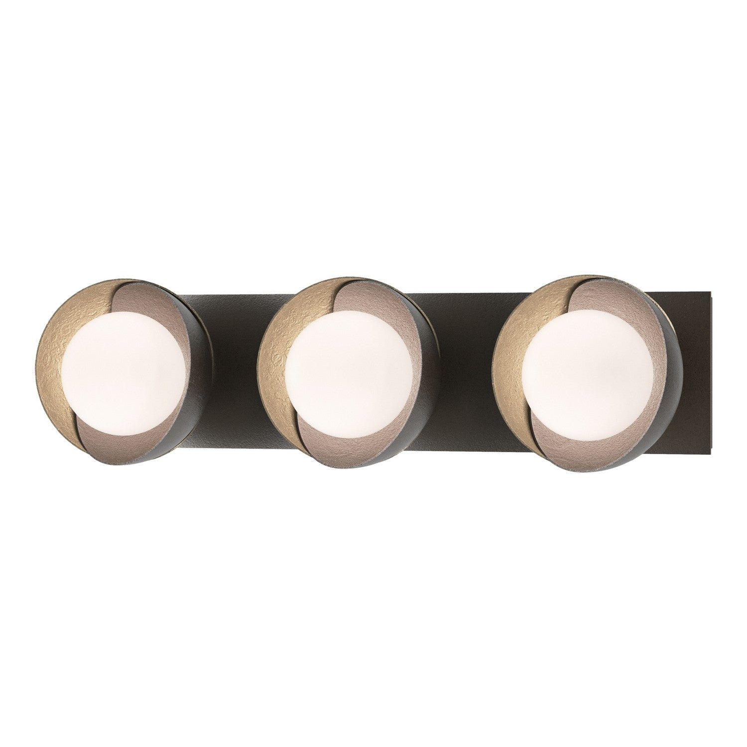 Hubbardton Forge - 201378-SKT-14-84-GG0711 - Brooklyn 3-Light Straight Double Shade Bath Sconce - Brooklyn - Oil Rubbed Bronze