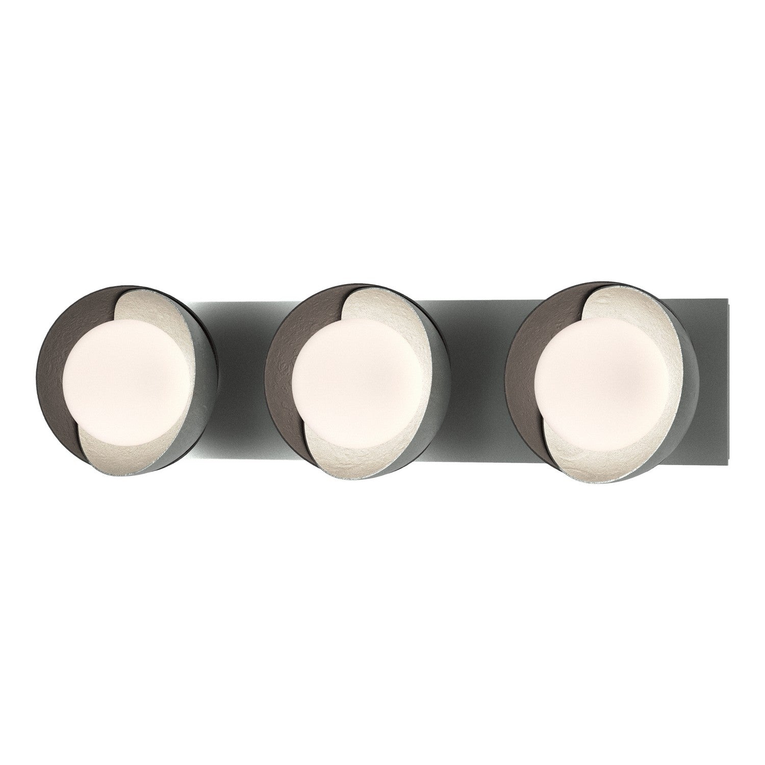 Hubbardton Forge - 201378-SKT-82-10-GG0711 - Brooklyn 3-Light Straight Double Shade Bath Sconce - Brooklyn - Vintage Platinum