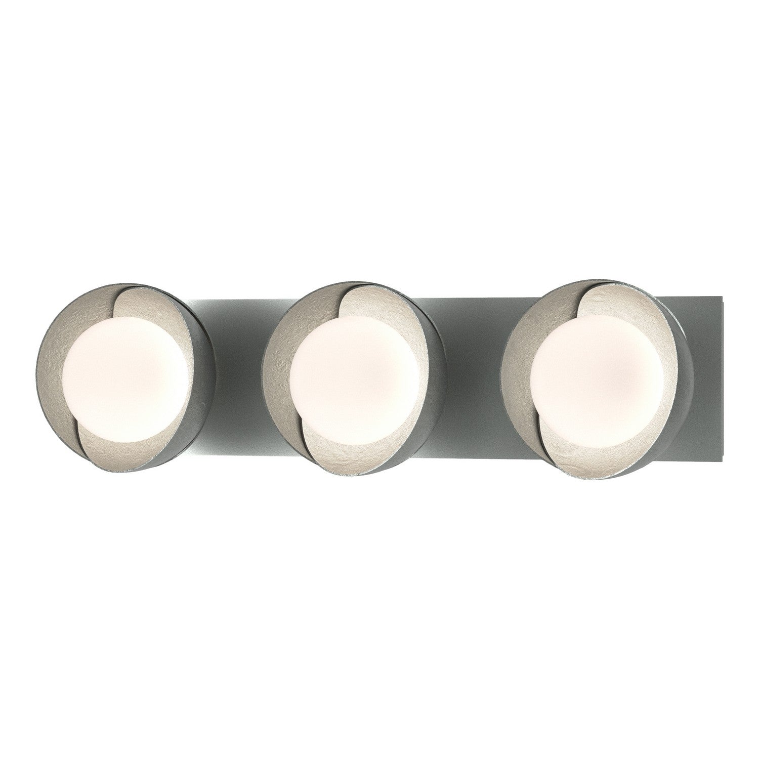 Hubbardton Forge - 201378-SKT-82-82-GG0711 - Brooklyn 3-Light Straight Double Shade Bath Sconce - Brooklyn - Vintage Platinum