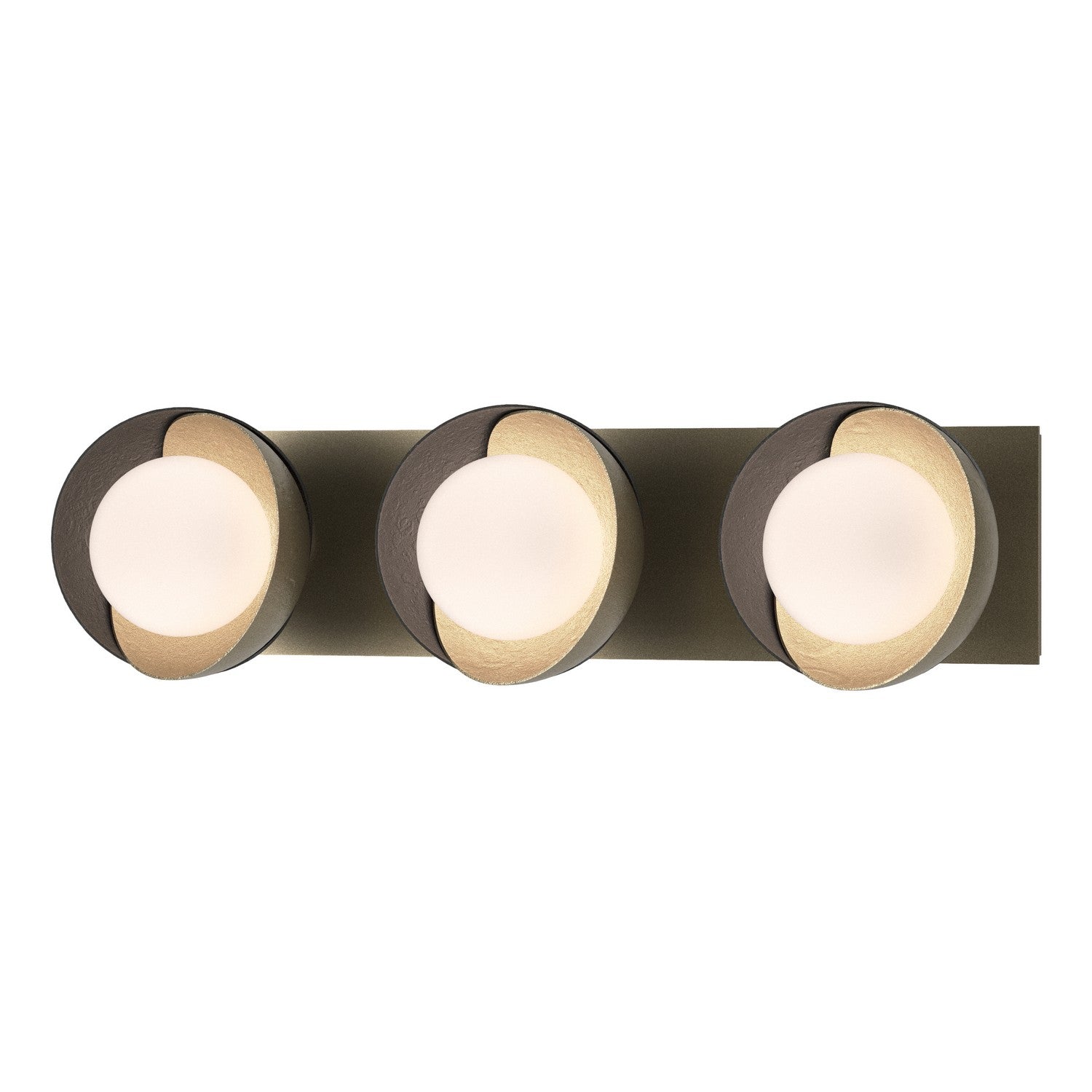 Hubbardton Forge - 201378-SKT-84-10-GG0711 - Brooklyn 3-Light Straight Double Shade Bath Sconce - Brooklyn - Soft Gold