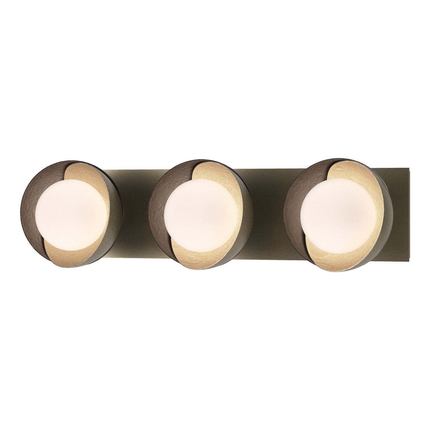 Hubbardton Forge - 201378-SKT-84-14-GG0711 - Brooklyn 3-Light Straight Double Shade Bath Sconce - Brooklyn - Soft Gold